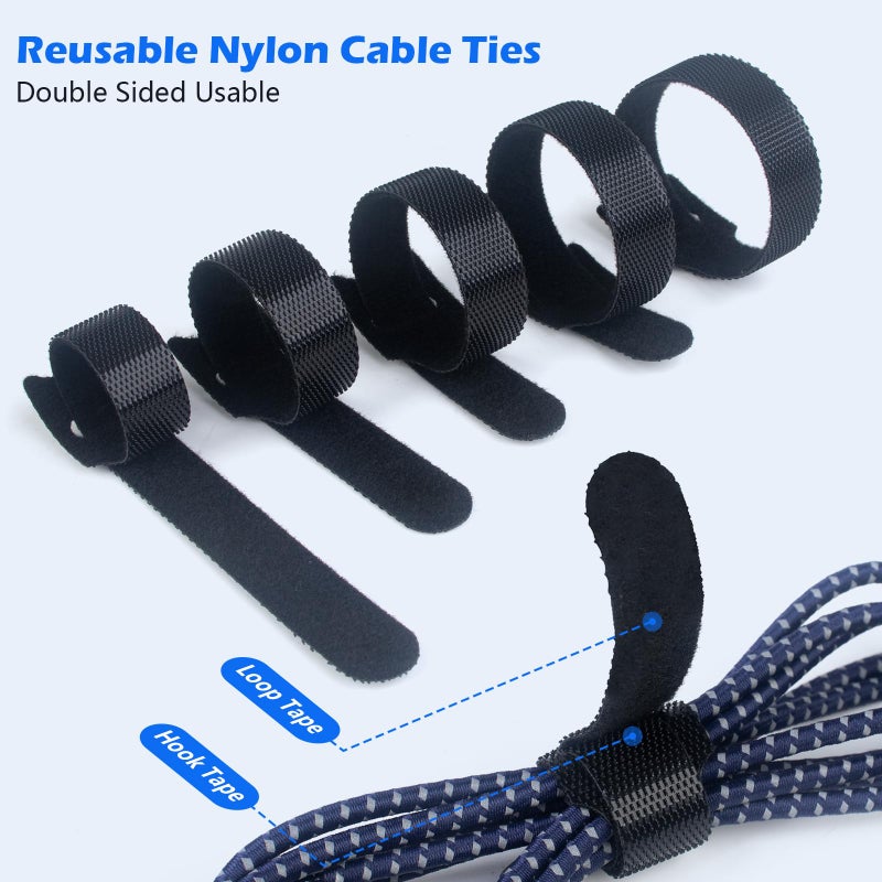 Sutoug 60Pcs 6 Inch Reusable Cable Ties Black, Adjustable Cable Straps, Cable Tie Management, Cable Tidy For Desktop Charging Cables, Home And Office - Image 4